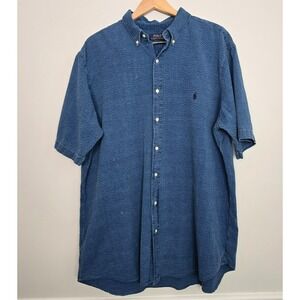 Polo Ralph Lauren Mens Seersucker Button Down Shirt Sz 2XLT Blue Modern Classic